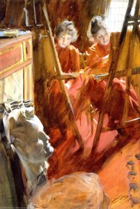 The Schwartz Girls — Anders Leonard Zorn, Impressionistic Watercolor