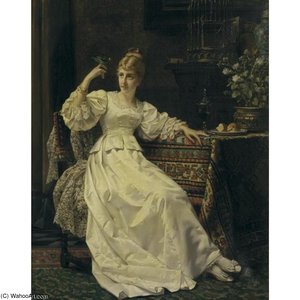 Young Woman With Parakeet — Jan Frederik Pieter Portielje