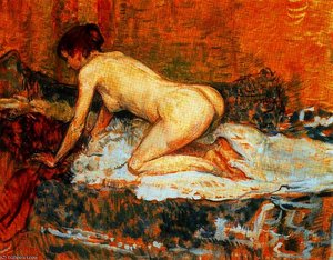 Crouching Woman Red Hair — Henri De Toulouse-lautrec, Post-impressionism