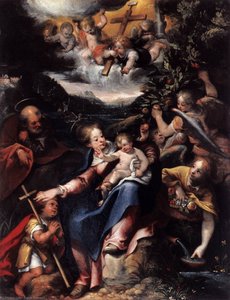 The Holy Family With The Infant St John The Baptist In A Landscape — Denys Calvaert, Baroque