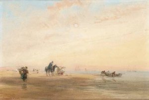 Early Morning On The French Coast, Shrimpers With Their Nets — David Cox