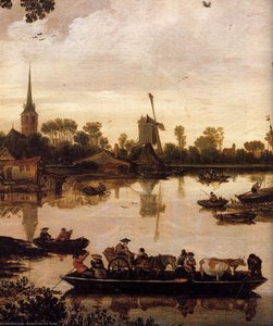 Ferry Boat (detail) — Esaias Van De Velde, Baroque Landscape