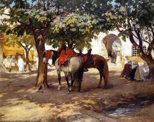 Outside A Cafe In Biskra — Frederick Arthur Bridgman