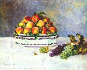 Still Life With Peaches And Grapes (1881) — Pierre-auguste Renoir, Impressionism