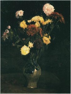 Vase With Carnations And Zinnias — Vincent Willem Van Gogh, Post-impressionism
