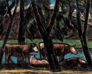 Cows Between Trees