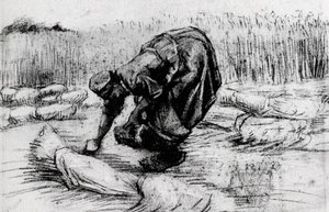 Peasant Woman, Stooping Between Sheaves Of Grain — Vincent Willem Van Gogh