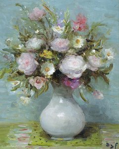 Roses In Opaline Vase — Marcel Dyf