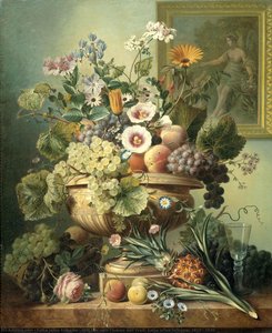 Still Life with Flowers and Fruit, Eelke Jelles Eelkema, 1815 - 1830