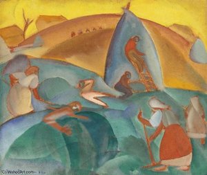 Harvest, Rasseia — Boris Dmitrievich Grigoriev, Impressionism