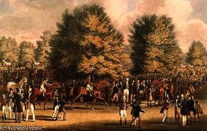 Epsom, Saddling In The Warren — James Pollard
