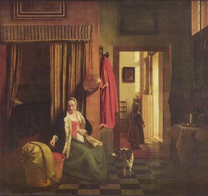 Mother At The Cradle — Pieter De Hooch