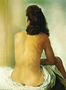 Gala Nude From Behind Looking In An Invisible Mirror, 1960 — Salvador Dalí