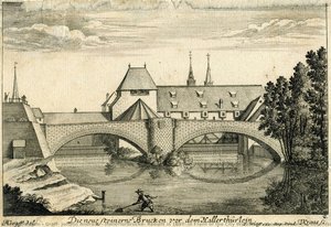 Hallertorbrücke, Rebuilt In 1697, In Front Of The City Walls, With The Towers Of The Lorenzkirche To The East — Graff, Johann Andreas