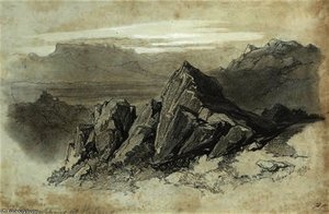 Mountains At Olevano — Edward Lear