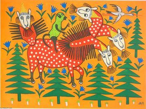 Monkey Riding A Four-headed Beast — Maria Primachenko, Naive Art