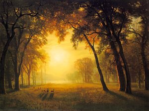 Deer In A Clearing — Albert Bierstadt