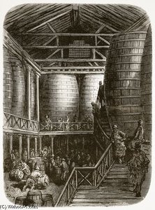 Large Barrels In A Brewery — Paul Gustave Doré