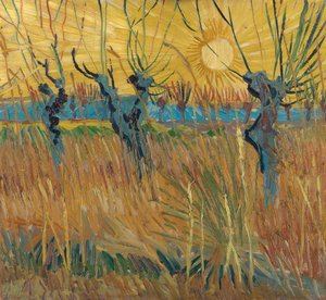 Pollard Willows And Setting Sun — Vincent Willem Van Gogh, Post-impressionism