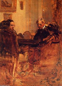 The Family At Cards (unfinished) — Robert Julian Onderdonk, Impressionism