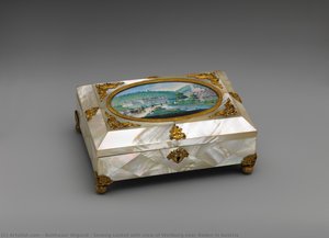 Sewing casket with view of Weilburg near Baden in Austria