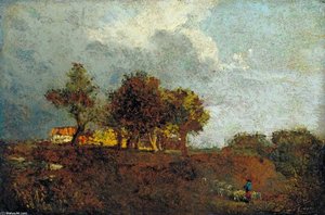 Landscape With Elm Trees And A Farm, Near Bayswater — William Henry Hunt