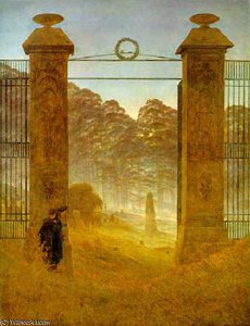 Cemetery At Dusk — Caspar David Friedrich, Romantic Landscape Painting