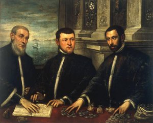 Three Tax Collectors — Jacopo Tintoretto, Baroque Drama Light