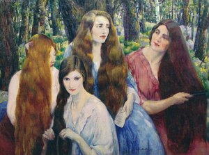 Four Girls Combing Their Hair — Leon Kroll