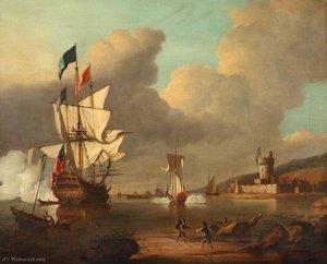 A Ship Saluting A Fort — Peter Monamy