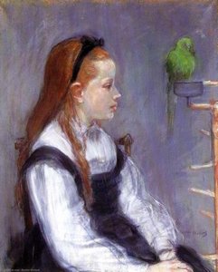 Young Girl With A Parrot — Berthe Morisot