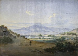Tajura Landscape with Bay and Mountain of Jebel Goodah, 1841