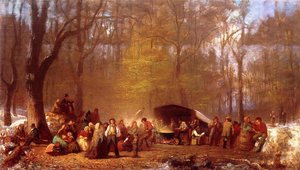 Sugaring Off At The Camp, Fryeburg, Maine — Jonathan Eastman Johnson