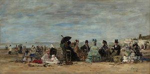 Trouville, Beach Scene (trouville, Scène De Plage) — Eugène Louis Boudin, Impressionism