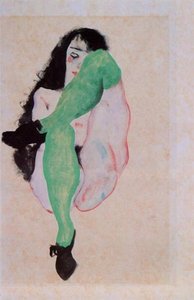 Ragazza Con Calzamaglia Verde — Egon Schiele