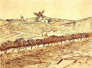 Landscape With Alphonse Daudet's Windmill — Vincent Willem Van Gogh, Post-impressionism