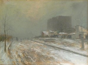 Saint Ouen, Le Marché Malik, L'hiver — Pierre Jacques Pelletier, Impressionism