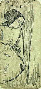 Seated woman with black bonnet