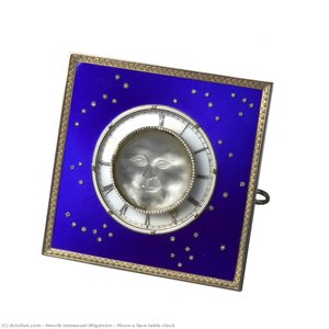 Moon’s Face Table Clock — Henrik Immanuel Wigström, Art Nouveau
