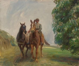 Shrimp Leading Two Hunters — Sir Alfred James Munnings