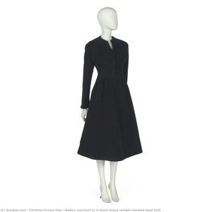 Bodice And Skirt In In Black Heavy-weight Worsted Wool Twill — Christian Ernest Dior