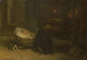Tired Out (mother Watched), Jacob Maris, 1869 — Jacob Henricus Maris