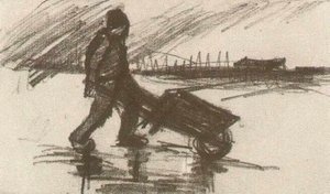 Peasant, Walking With A Wheelbarrow — Vincent Willem Van Gogh, Contemporary Realism
