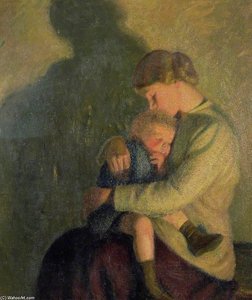 Mother And Child, Candlelight — Sir William Rothenstein