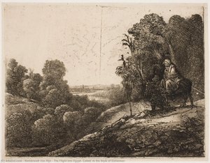 The Flight Into Egypt; Called 'in The Style Of Elzheimer' — Rembrandt Van Rijn
