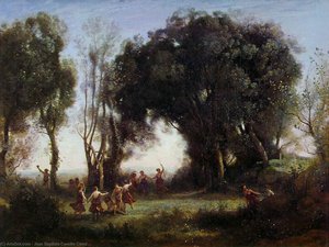 Morning, The Dance Of The Nymphs, Ca Louvre — Jean-baptiste-camille Corot, Romanticism