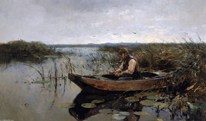 Fisherman On A Poldercanal — Cornelis Vreedenburgh