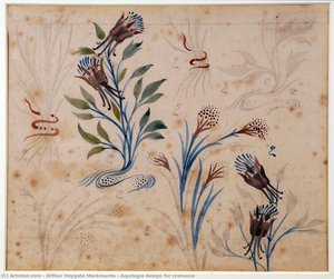 Aquilegia Design For Cretonne — Arthur Heygate Mackmurdo