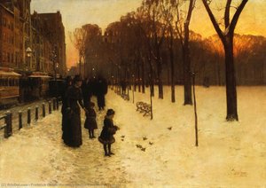 Boston Common At Twilight — Frederick Childe Hassam, Impressionism