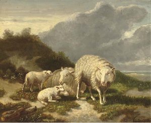 Sheep In The Dunes — Cornelis Van Leemputten